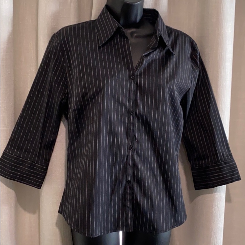 Black pinstripes button down